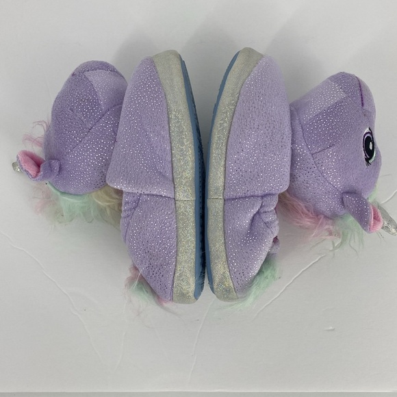 Build a Bear Purple Unicorn Slippers Toddler Girls Size S 10 to 11 Rubber Sole - Picture 8 of 10